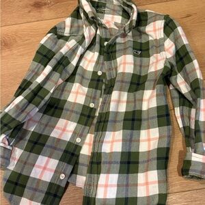 Vineyard Vines Kids Green and White Plaid Shirt